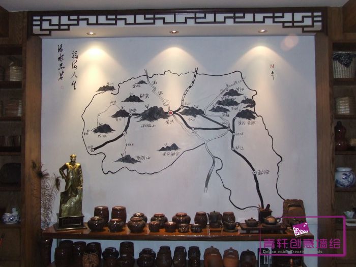 長(zhǎng)沙綠城桂花城福濼茶行茶樓壁畫