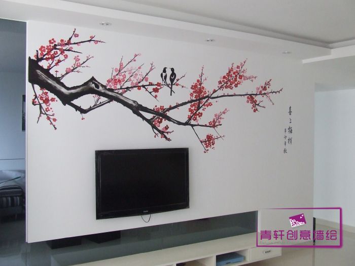 長沙星城雅郡電視背景墻繪壁畫