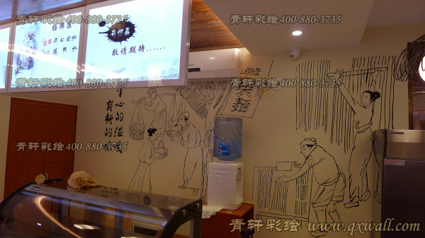 餐廳柜臺背景墻繪