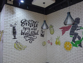 店鋪墻繪【奧克斯廣場(chǎng)飲品店涂鴉】