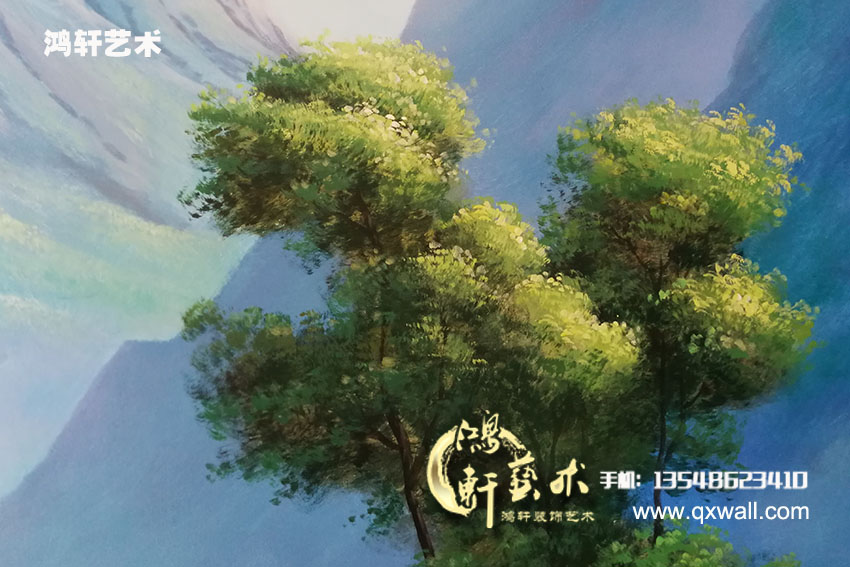沙發(fā)背景墻繪樹的局部