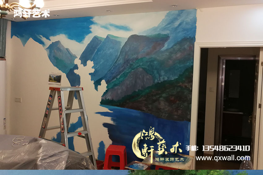 長沙墻繪作畫過程2